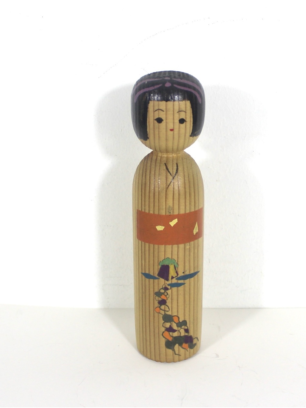 Vintage Japanese Wood Kokeshi Doll Hand Painted and Signed